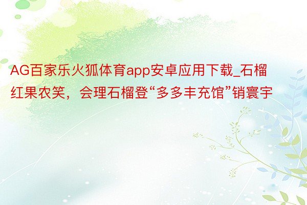 AG百家乐火狐体育app安卓应用下载_石榴红果农笑，会理石榴登“多多丰充馆”销寰宇
