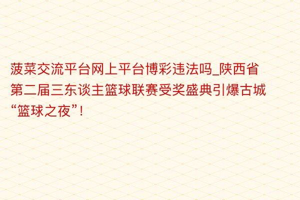 菠菜交流平台网上平台博彩违法吗_陕西省第二届三东谈主篮球联赛受奖盛典引爆古城“篮球之夜”！